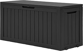 DWVO 270L Aufbewahrungsbox aus Resin mit Rollen, Wasserdichte Gartenbox für Terrassenkissen, Spo…