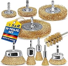 S&R Drahtbürste Bohrmaschine Set 10-tlg, Akkuschrauber, 4x Rundbürste, 2x Topfbürste, 3x Pinse…