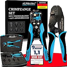 ALPHATEC® Crimpzange Set mit Wechselbacken inkl. automatische Abisolierzange – [0,25-10mm²] – C…