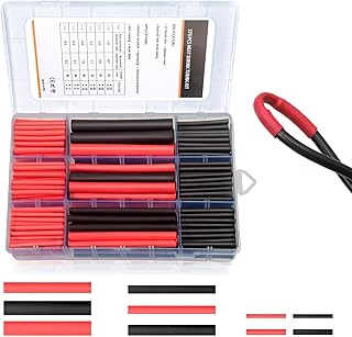 Schrumpfschlauch Set mit Kleber 270 Stück, 3:1 Doppelwandig Wasserdicht, Schwarz Rot 5 Größen,…