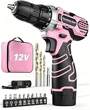 Akkuschrauber 12V Pink Rosa, Akkubohrer Klein, Akku Bohrschrauber Set mit 15 Zubehör und Tasche,…