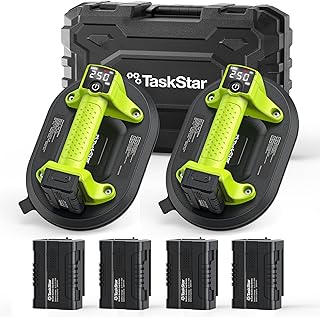 Taskstar Akku Saugheber für Fliesen, 25cm Elektrischer Vakuumheber mit 4x 3000mAh Akku, LCD-Anze…