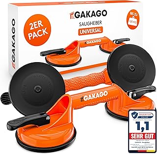 Gakago Saugheber (2er Pack) – Ergonomische & rutschfeste Sauggriffe – 120kg tragfähiger Vakuumhe…