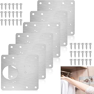 6 Stück Scharniere Reparaturplatte, Scharnier Reparaturset, 9 x 9 cm Schrankscharnier-Klammern R…
