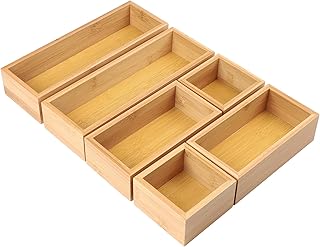 DBREAKS 6er Set Schubladen Organizer, Aufbewahrungsbox Bambus, Ordnungssystem Schublade Holz Stap…