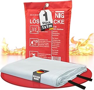 NTG Feuerlöschdecke – Löschdecke 1x1m für Küche & Zuhause – DIN EN 1869:2019 Zertifiziert…