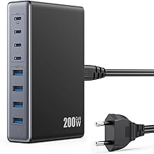 200W USB C Ladegerät Mehrfach, 8-in-1 GaN III USB C Netzteil Schnellladegerät mit QC4.0 USB-A, …
