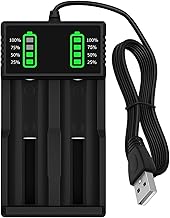 Universal Akku Ladegerät für 3,7V 18650 21700 26650 18500 26700 14500 | Dual Slot Akkuladegerä…