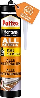 Pattex Montagekleber All Materials, Baukleber für innen & außen, 1x450g | 150kg/m² Anfangshaft…
