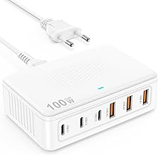 USB C Ladegerät Mehrfach, 100W 6-Port Schnellladegerät Ladestation mit 3 USB-C und 3 USB-A, USB…