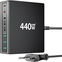 HSSNS USB-C Ladegerät Mehrfach: 440W 8 Ports Schnellladegerät mit 5 USB-C und 3 USB-A, Dual-PD …