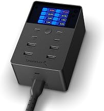SABRENT USB Ladestation 252W 8-Port PD 3.0 mit LCD Display – GaN Charger Ladegerät – Schnelle Ch…