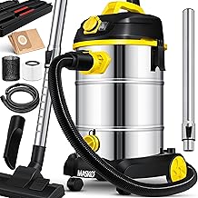 MASKO® Industriestaubsauger, Nass Trockensauger HEPA, 3 in 1 Filtersystem, 58 l/s Werkstattsauge…