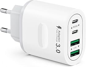 USB C Ladegerät, 4-Ports Mehrfachstecker 60W USB C Power Adapter USB Stecker PD 3.0 Schnellladeg…
