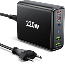 Ombrex 220W USB C Schnellladegerät, 6-Port USB C Ladegerät, PD Charger + QC Netzteil für MacBo…