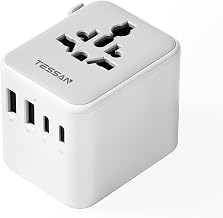 TESSAN Reiseadapter Weltweit mit 2 USB A und 2 USB C, Grau | Universal Reisestecker, Internationa…