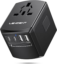 LENCENT Reiseadapter Weltweit, Universal Reisestecker Weltreise Adapter | mit 4 USB, Internationa…