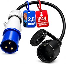 CEE Kabel Adapter Stecker auf Schutzkontakt-Kupplung IP44 Electraline spritzwassergeschützt I H0…