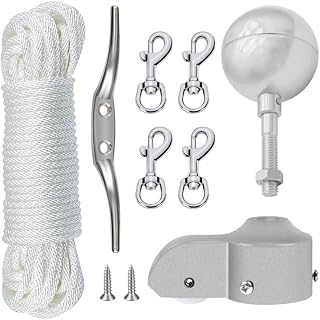 NQ Fahnenmast Zubehör Set,Fahnenmast Reparaturset,Fahnenmast-Reparaturteile inkl.Kugel,Seil,Kara…