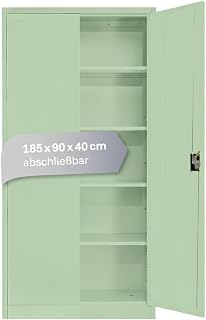 LagerZwei Mehrzweckschrank 185x90x40cm I Metallschrank, 4 Fachböden I Aktenschrank, abschließba…