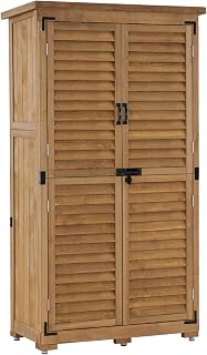 MCombo Gartenschrank Geräteschuppen Werkzeugschrank Outdoor-Schrank Gartenbox 0870 aus Holz Natu…