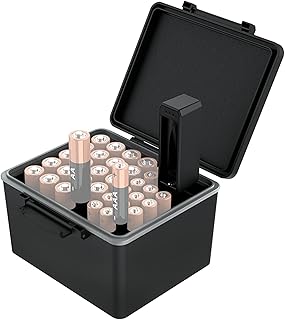 JJC AAA AA Batterie-Organizer Aufbewahrungskoffer mit Batterietester | Wasserabweisender Hartscha…