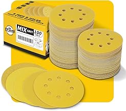 100 Stück 125mm 8 Loch Schleifscheiben – Premium Gold Rund Klett Schleifpapier für Exzenterschl…