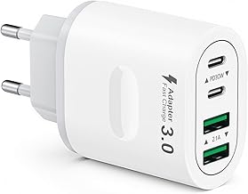 USB C Ladegerät, 4-Ports Mehrfachstecker 60W USB C Power Adapter USB Stecker PD 3.0 Schnellladeg…