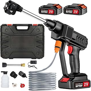 Akku Hochdruckreiniger, Tragbarer Akku Druckreiniger mit 2 Akkus, Hydro Blast, mit 6-in-1 Multifu…