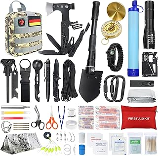Außen Notfall Survival Kit mit Erste Hilfe Set, WayinTop 180PCS Survival Ausrüstung mit Wasserf…