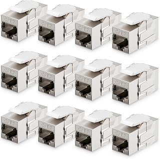 12 Stück Geschirmt Keystone RJ45 Kupplung Cat7, 10 Gbit/s 600 MHz