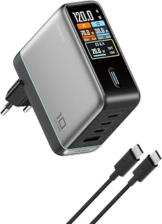 CUKTECH 100W USB-C Ladegerät für Laptops, 4-Port GaN Schnellladegerät mit Smart-Display & Touc…