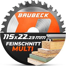 BAUBECK Flex Holzscheibe 115mm, 36Z, 1.9mm – Schnitt in Holz, Alu & Metall Sägeblatt für Winkel…