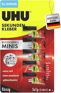UHU Sekundenkleber extra stark | 5x1g Kleber Tuben für präzises Kleben | Sekundenkleber flüssi…