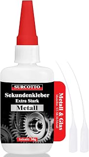 Sekundenkleber Metall extra stark 30g, Surcotto Metallkleber extra stark wasserfest, hitzebestän…