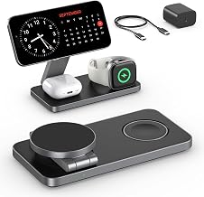 QTlier 3 in 1 iPhone Ladestation Kompatibel mit Magsafe Ladegerät (Schwarz)