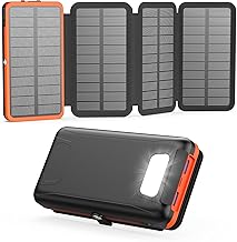A ADDTOP Solar Powerbank 20000mAh – Solar Ladegerät mit 22.5W Schnellladung, 3 Ausgänge und 4…