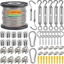 50m 2mm Drahtseil 304 Edelstahl Stahlseil Set, PVC Stahlseil ummantelt + M5 Spannsystem mit Ösen…