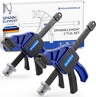 FALKENWALD Spannelement 20mm 2er Set – Niederhalter Hebelzwinge Werkbank