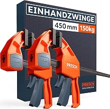 PRESCH Einhandzwingen 450mm 2 Stk. – Zwingen Set mit 150kg Spannkraft für sofortiges Fixieren …