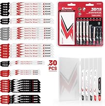EZARC Stichsägeblatt Set 30tlg mit Aufbewahrungskoffer, T-Schaft Stichsägeblätter aus CRV/HSS …