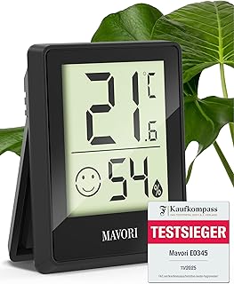 TESTSIEGER FAZ-Kaufkompass – MAVORI® E0345 Digitales Hygrometer Thermometer innen | Präziser …