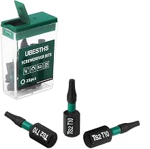 Torx Bit T10, Schraubendreher Bits Set 25 Stück, 1/4″ Sechskantschaft, 25mm Länge mit Box
