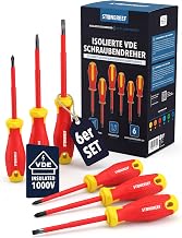 VDE Schraubendreher Set 6-teilig – magnetische Klingen – 1000 V isoliert nach VDE – Schlitz…