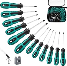 Magnetisch Torx Schraubendreher Satz, 12tlg Profi Schraubenzieher Set T5-T40 aus Chrom-Vanadium-S…