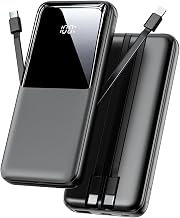 Power Bank 26800mAh, USB C Powerbank Schnellladen mit 2 integrierte Kabel