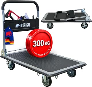 PROREGAL Profi-Plattformwagen Transportwagen Big Rhino 300kg klappbar mit Gummiräder, 360° Lenk…