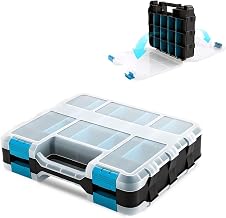 Famuka Doppelseitige Schrauben-Sortierbox, Kleinteile Werkzeugkoffer (Blau)