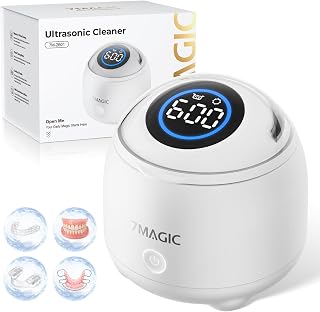 7MAGIC Ultraschallreinigungsgerät für Zahnschienen, 48 kHz, UV-C, Weiß