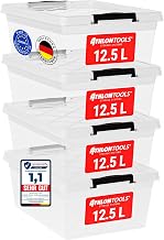 ATHLON TOOLS 4x 12.5 L Aufbewahrungsboxen mit Deckel, lebensmittelecht